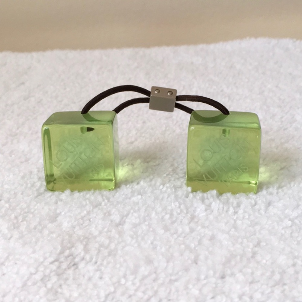 Louis Vuitton Vintage Plastic/Resin Hair Cube Tie in Translucent Green